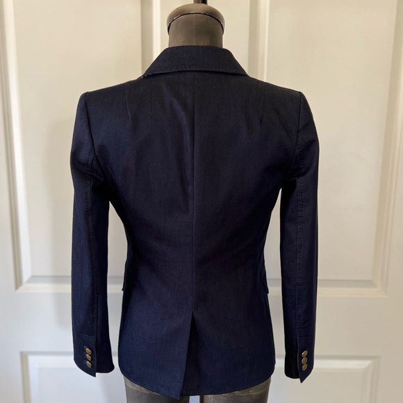Banana Republic Indigo Blazer Gold Crest Buttons Petite 00P - Picture 2 of 10